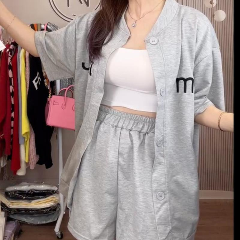 韓版氣質學生風運動套裝 短褲 女裝 上衣 短袖 T恤 衣服 兩件式套裝